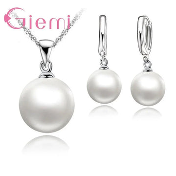 3 Color Option White/Black/Pink Pearl Jewelry Sets Luxury