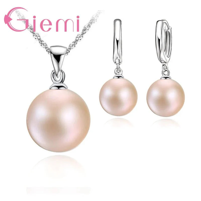 3 Color Option White/Black/Pink Pearl Jewelry Sets Luxury