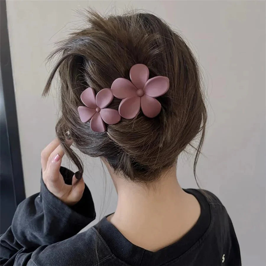 4Pcs flower Hair Clips Matte French Hair Barrette