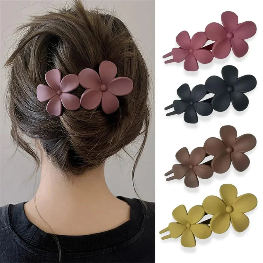 4Pcs flower Hair Clips Matte French Hair Barrette