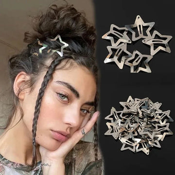 50pcs Sliver Y2K Star BB Hair Clips for Girls