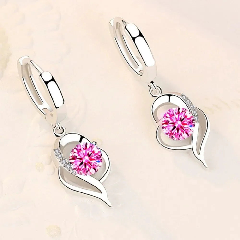 925 Sterling Silver Crystal Zircon Earrings