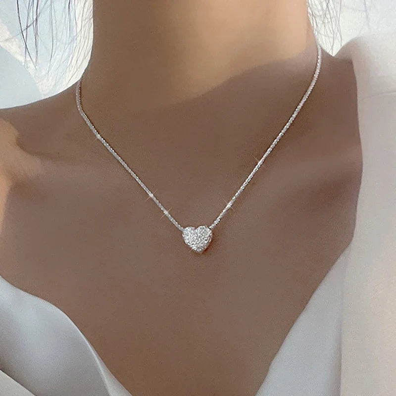 New 925 Sterling Silver Heart Pendant Necklace