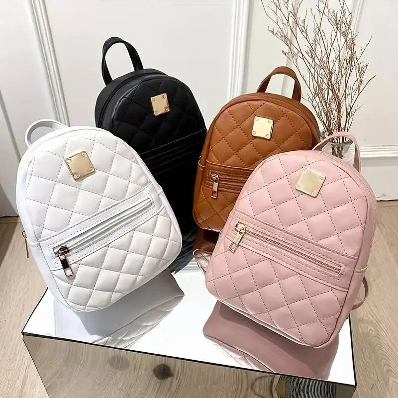 Women's Cute Small Backpack Rhombic Pattern Backpack