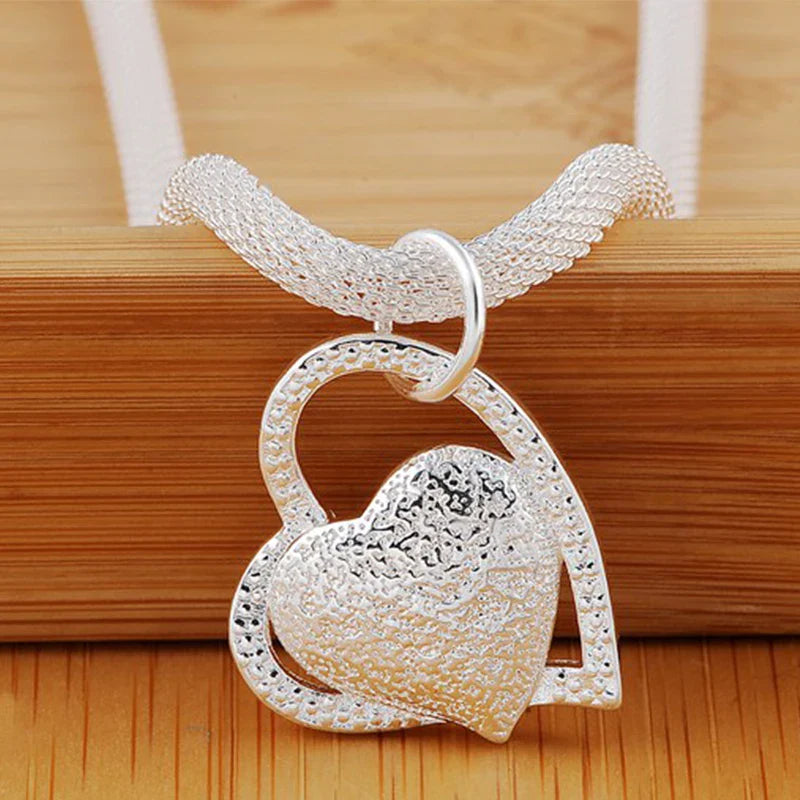 Double Heart Pendant Necklace For Woman