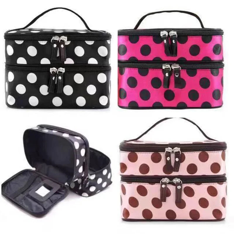 Large Capacity Makeup Bag Double Zip Women Cosmetic Bag