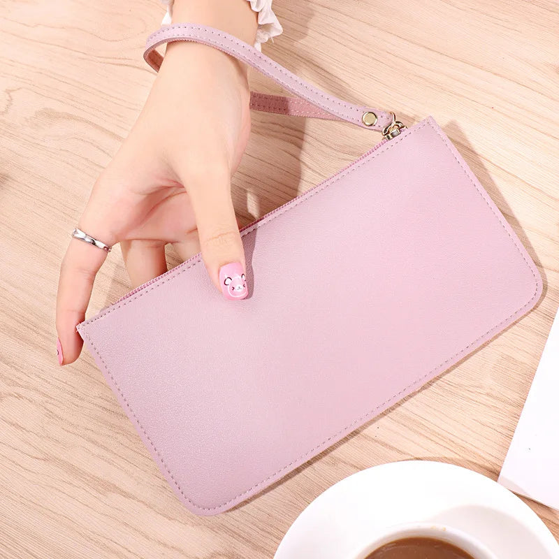 Solid Color PU Leather Ladies Wallet