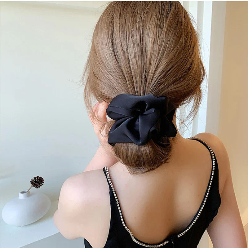 Newest Korean Woman Big Elegant Silk Elastics Hair Band