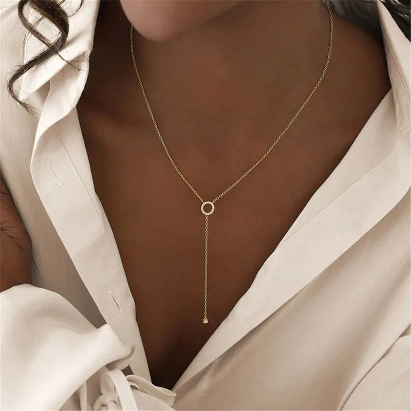 S925 Sterling Silver Zircon Pendant Choker Necklace