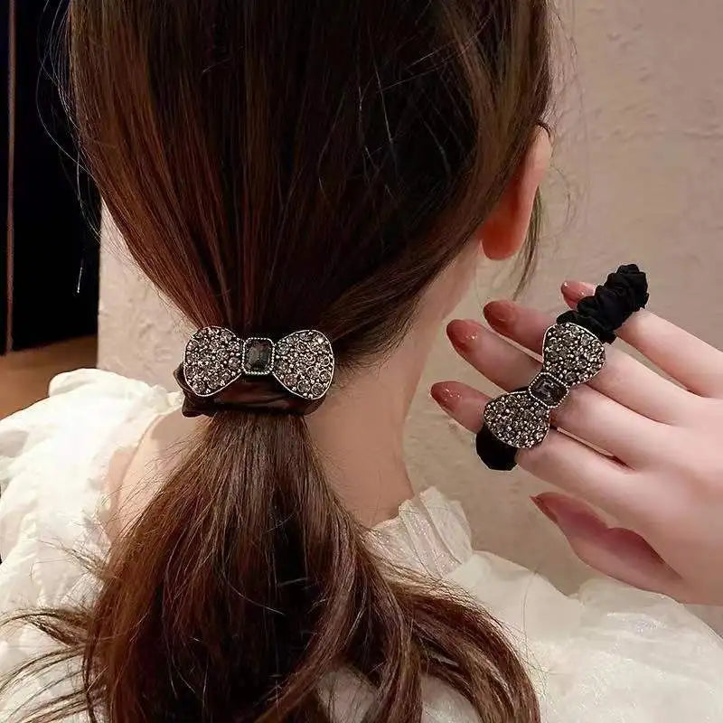 Fashion Bow Rhinestone Rubber Band