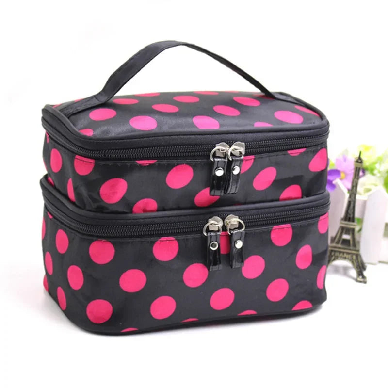 Large Capacity Makeup Bag Double Zip Women Cosmetic Bag