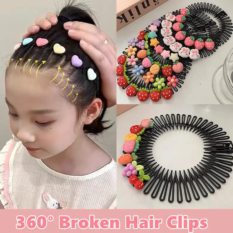 Girls Cartoon Hair Combs Broken Hair Clips