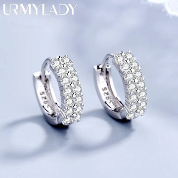 Double Row Crystal Zircon Round Stud Earrings