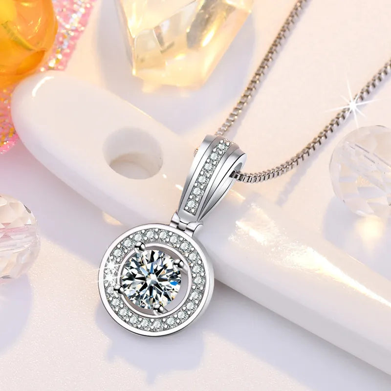 New 925 Sterling Silver Zircon Pendant Necklace