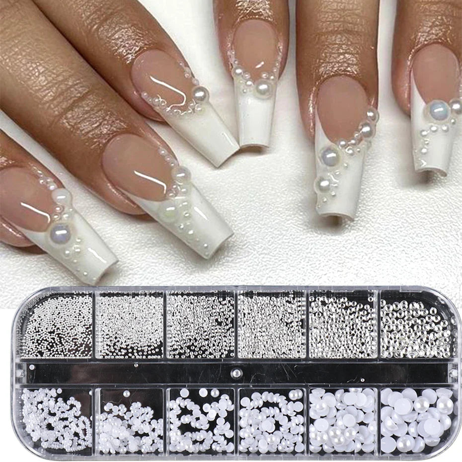 White Pearls Nail Art