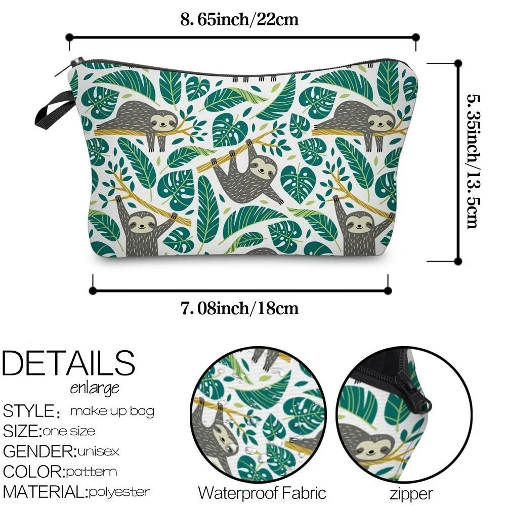 Sloth Abstract Art Cosmetic Bag Waterproof Printing